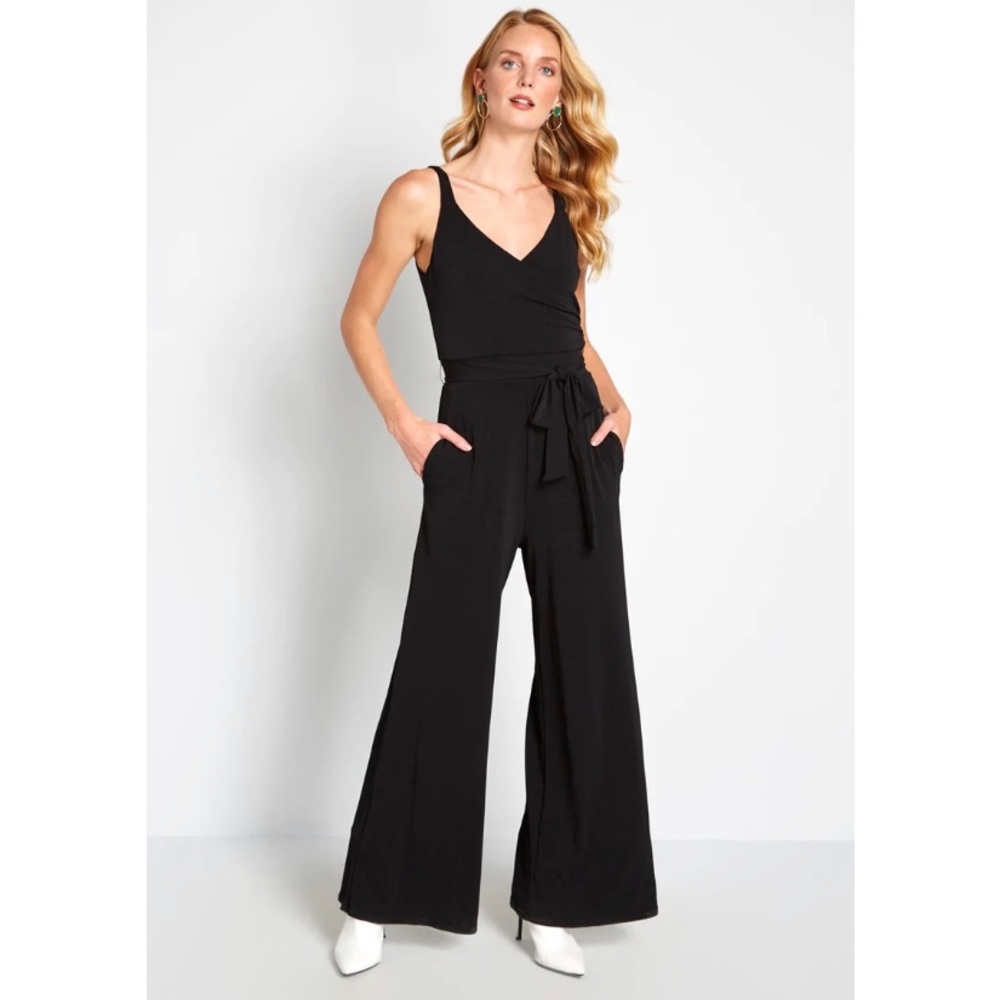 ModCloth Elegant Everywhere Black Sleeveless Jumpsuit